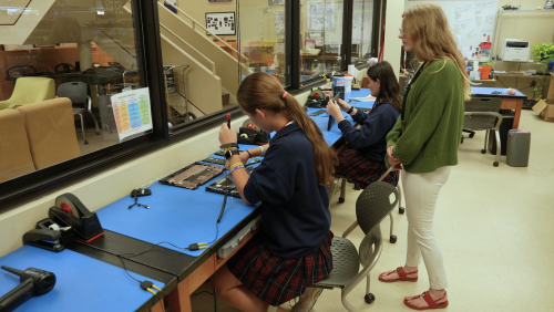Studends working with computer components